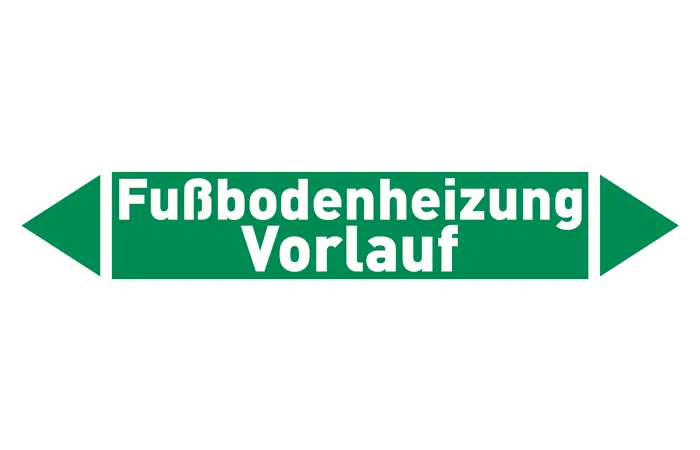 Pfeil Fußbodenheizung Vorlauf grün/weiß 215x40 mm