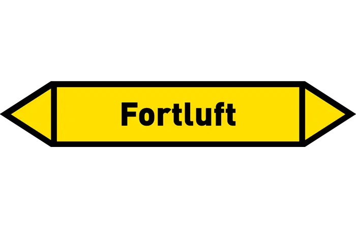 Pfeil Fortluft gelb/schwarz 215x40 mm