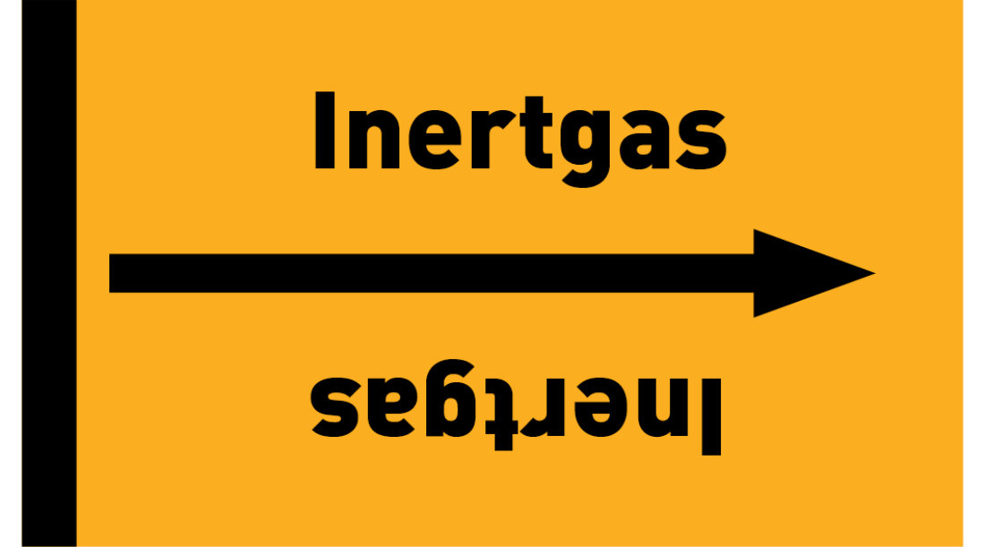 Kennzeichnungsband Inertgas gelb/schwarz ab Ø 50 mm 33 m/Rolle