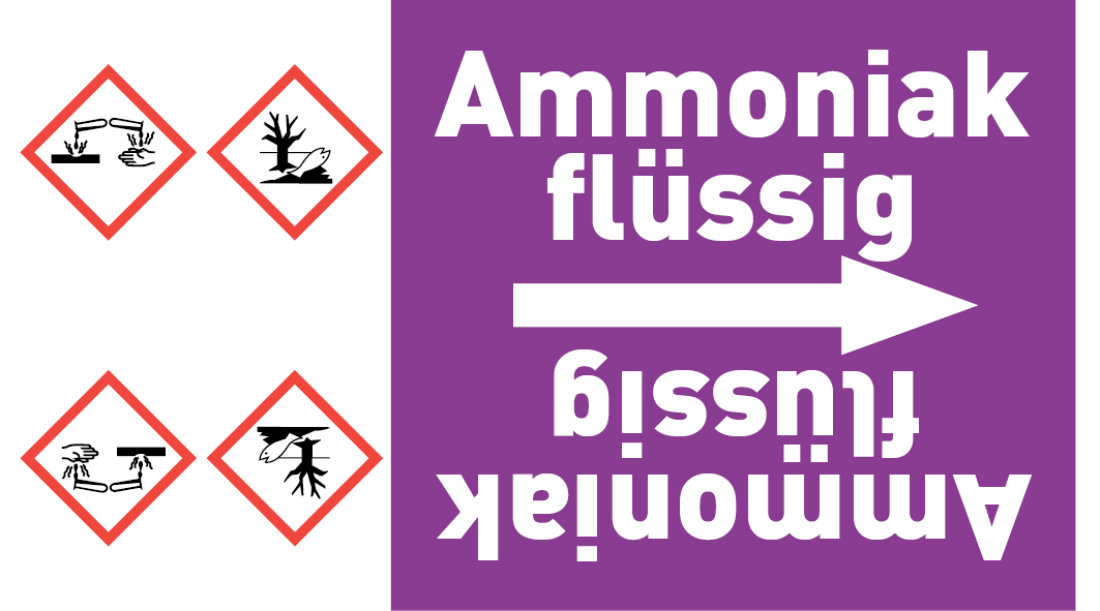 Kennzeichnungsband Ammoniak flüssig violett/weiß ab Ø 50 mm 33 m/Rolle
