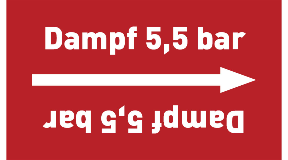 Kennzeichnungsband Dampf 5,5 bar rot/weiß ab Ø 50 mm 33 m/Rolle