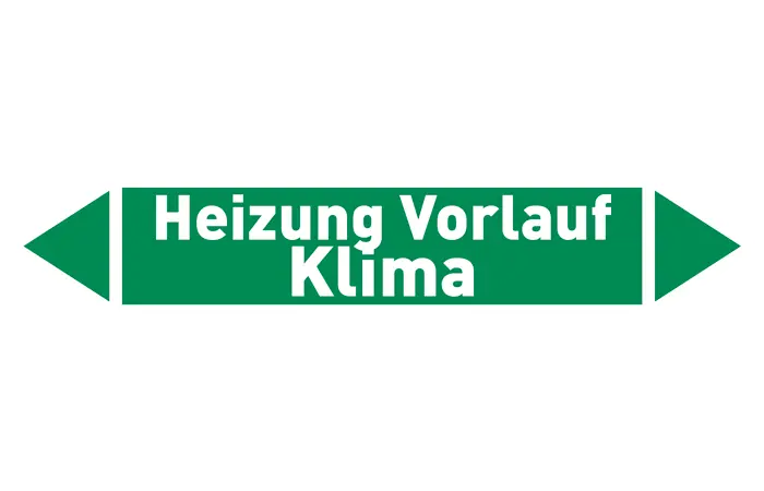 Pfeil Heizung Vorlauf Klima grün/weiß 215x40 mm