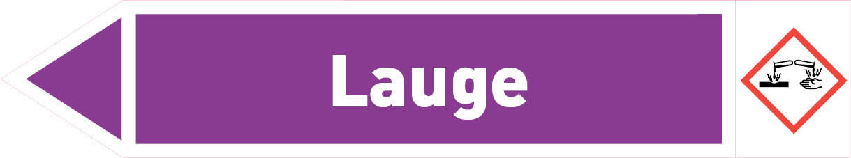 Pfeil links Lauge violett/weiß 215x40 mm