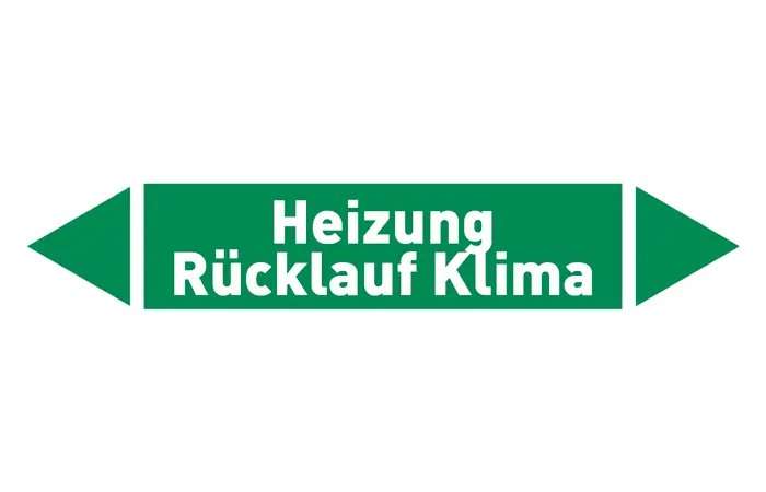 Pfeil Heizung Rücklauf Klima grün/weiß 125x25 mm