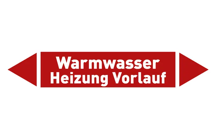 Pfeil Warmwasser Heizung Vorlauf rot/weiß 125x25 mm