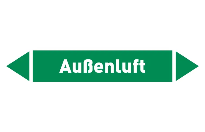 Pfeil Außenluft grün/weiß 215x40 mm