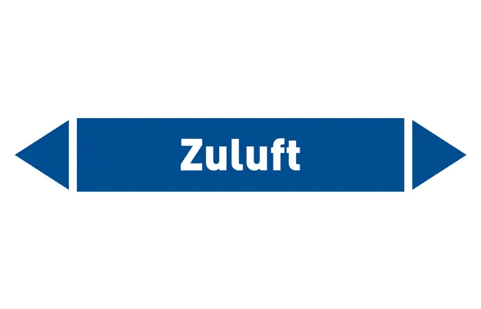 Pfeil Zuluft blau/weiß 215x40 mm