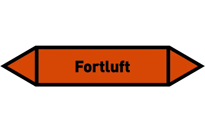 Pfeil Fortluft orange/schwarz 125x25 mm