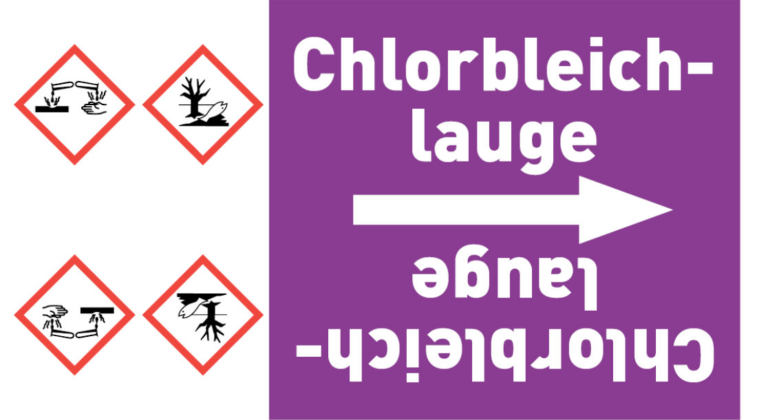 Kennzeichnungsband Chlorbleichlauge violett/weiß ab Ø 50 mm 33 m/Rolle