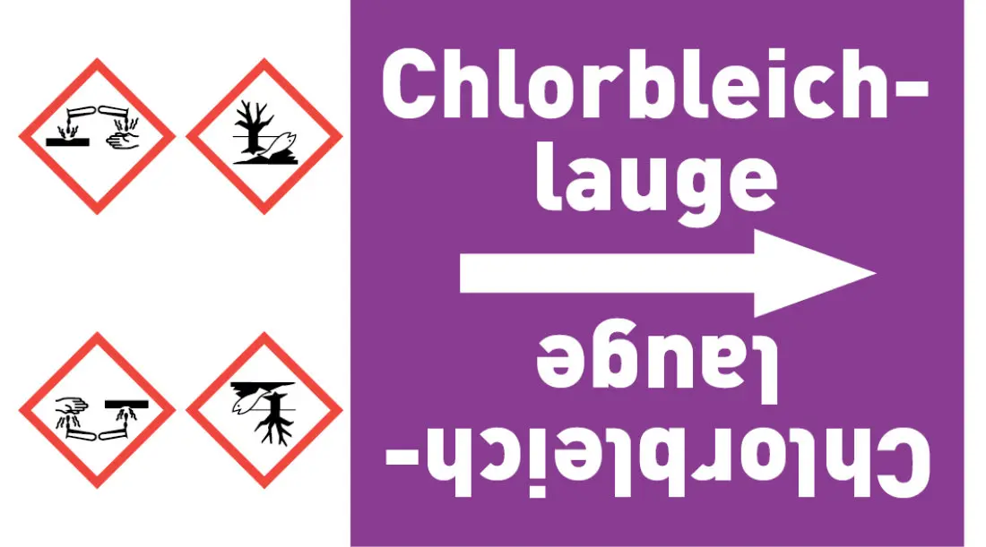 Kennzeichnungsband Chlorbleichlauge violett/weiß ab Ø 50 mm 33 m/Rolle