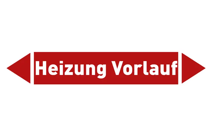 Pfeil Heizung Vorlauf rot/weiß 215x40 mm