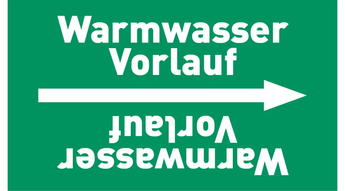 Kennzeichnungsband Warmwasser Vorlauf grün/weiß, ab Ø 50 mm 33 m/Rolle