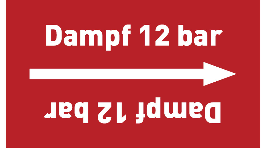 Kennzeichnungsband Dampf 12 bar rot/weiß ab Ø 50 mm 33 m/Rolle