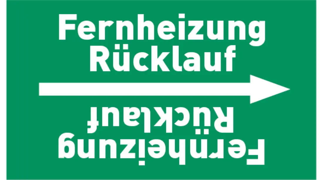 Kennzeichnungsband Fernheizung Rücklauf grün/weiß bis Ø 50 mm 33 m/Rolle