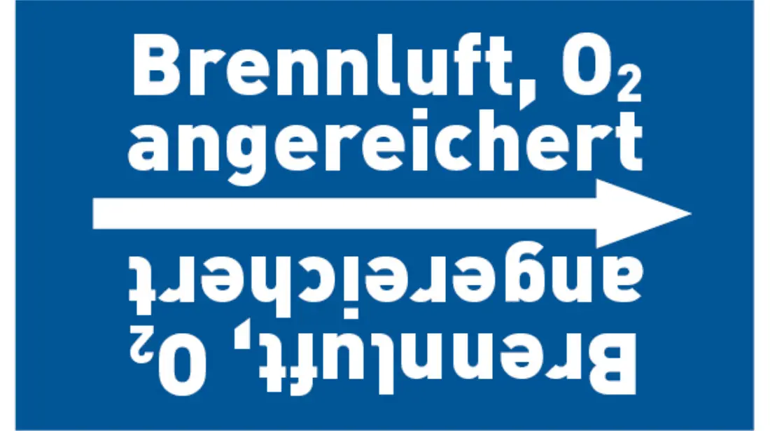 Kennzeichnungsband Brennluft, O2 angereichert blau/weiß bis Ø 50 mm 33 m/Rolle