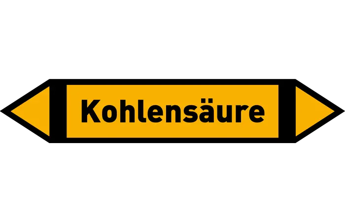 Pfeil Kohlensäure gelb/schwarz 215x40 mm