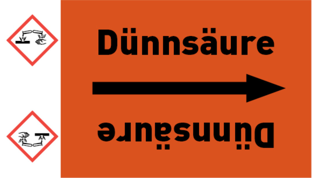Kennzeichnungsband Dünnsäure orange/schwarz bis Ø 50 mm 33 m/Rolle
