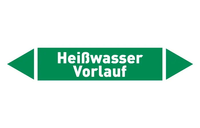 Pfeil Heißwasser Vorlauf grün/weiß 125x25 mm