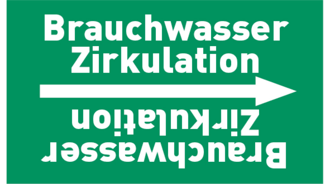 Kennzeichnungsband Brauchwasser Zirkulation grün/weiß bis Ø 50 mm 33 m/Rolle