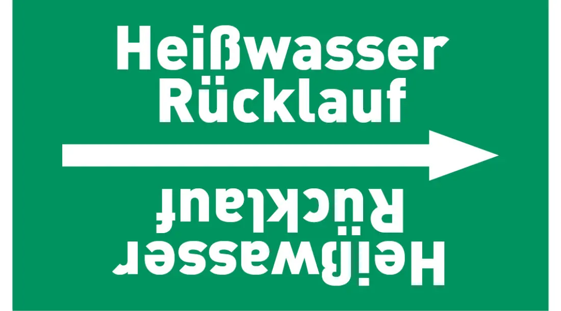 Kennzeichnungsband Heißwasser Rücklauf grün/weiß ab Ø 50 mm 33 m/Rolle