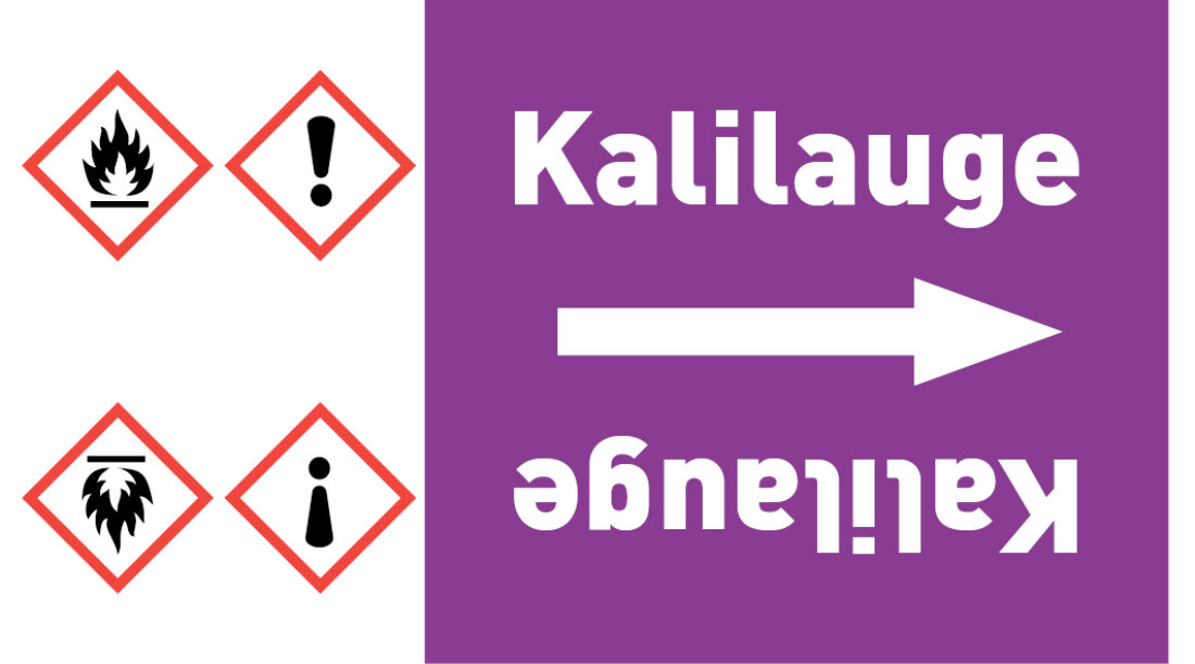 Kennzeichnungsband Kalilauge violett/weiß ab Ø 50 mm 33 m/Rolle