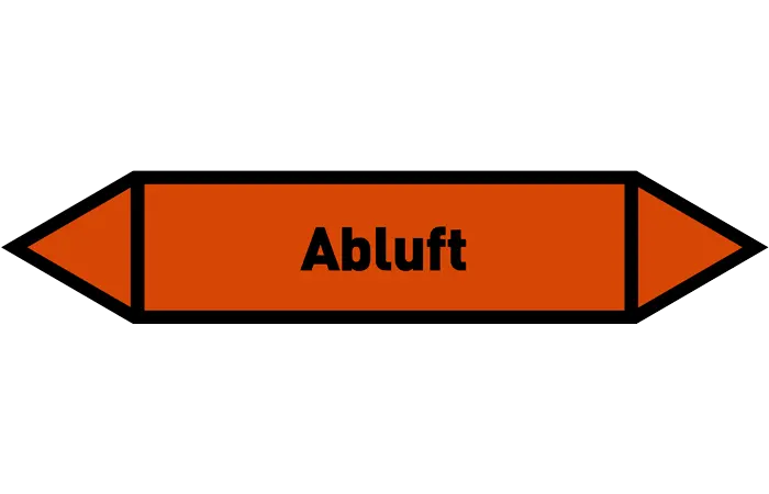 Pfeil Abluft orange/schwarz 125x25 mm