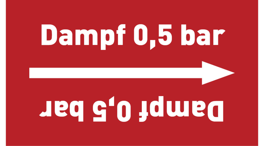 Kennzeichnungsband Dampf 0,5 bar rot/weiß ab Ø 50 mm 33 m/Rolle