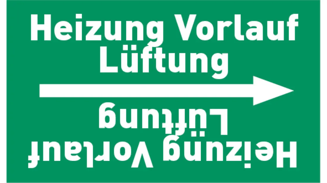 Kennzeichnungsband Heizung Vorlauf Lüftung grün/weiß bis Ø 50 mm 33 m/Rolle