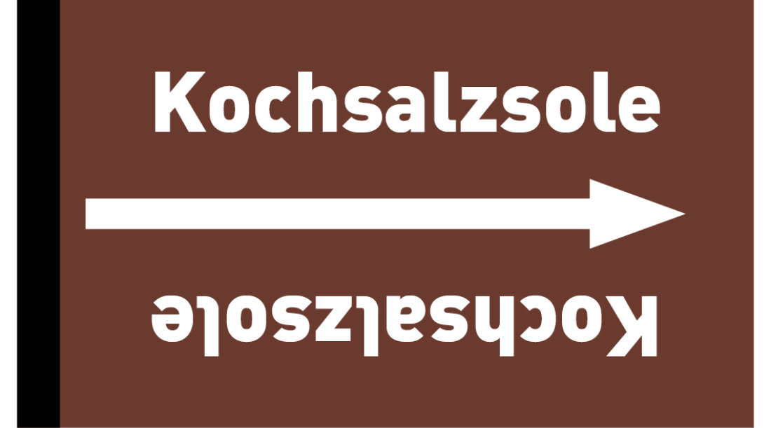 Kennzeichnungsband Kochsalzsole braun/weiß ab Ø 50 mm 33 m/Rolle