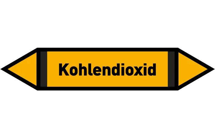 Pfeil Kohlendioxid gelb/schwarz 125x25 mm