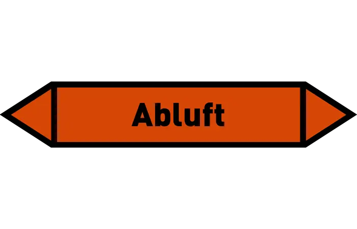 Pfeil Abluft orange/schwarz 215x40 mm