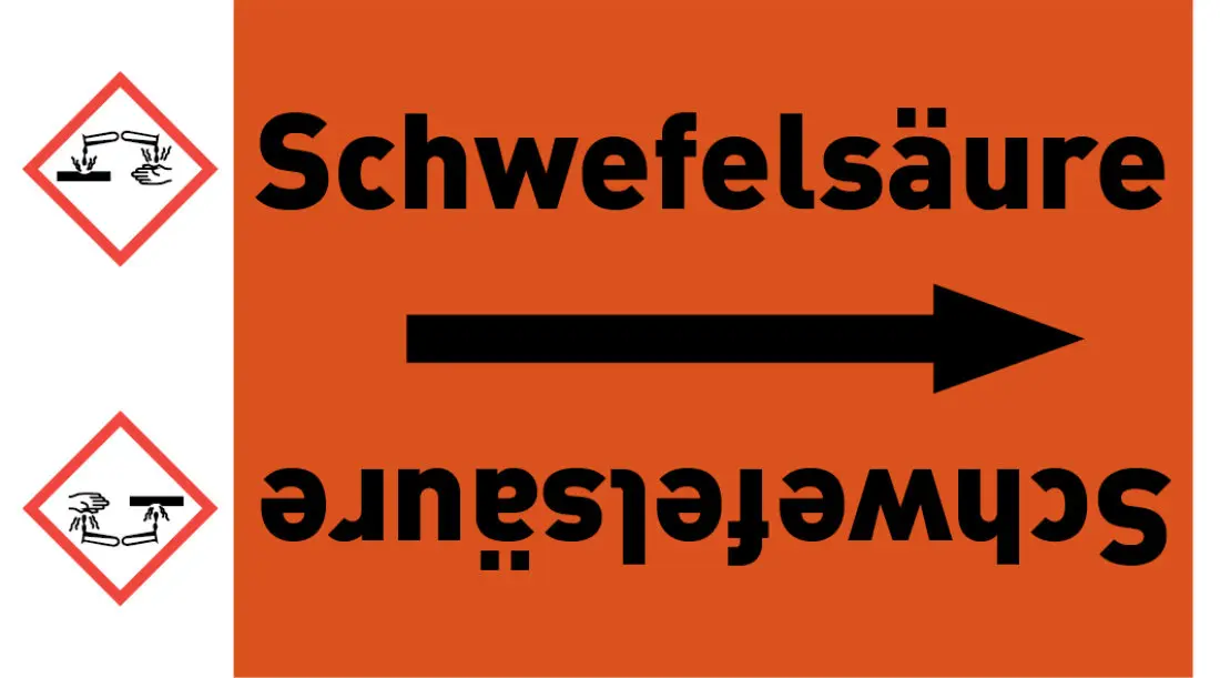 Kennzeichnungsband Schwefelsäure orange/schwarz ab Ø 50 mm 33 m/Rolle