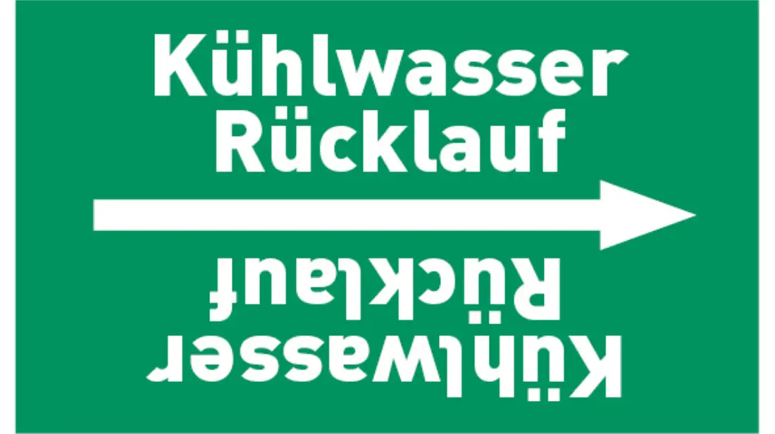 Kennzeichnungsband Kühlwasser Rücklauf grün/weiß, bis Ø 50 mm 33 m/Rolle