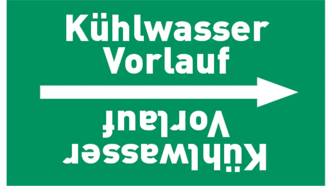 Kennzeichnungsband Kühlwasser Vorlauf grün/weiß, bis Ø 50 mm 33 m/Rolle