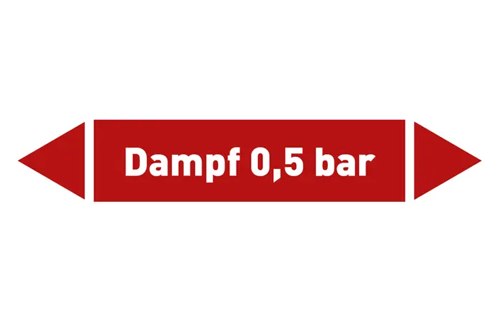 Pfeil Dampf 0,5 bar rot/weiß 125x25 mm