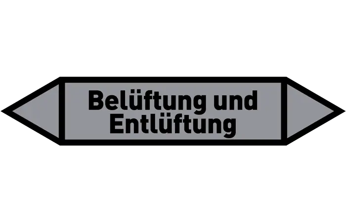 Pfeil Belüftung und Entlüftung grau/schwarz 125x25 mm