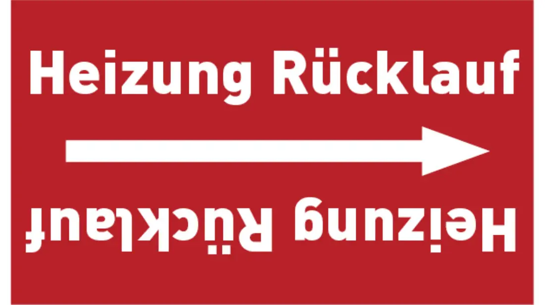 Kennzeichnungsband Heizung Rücklauf rot/weiß, bis Ø 50 mm 33 m/Rolle