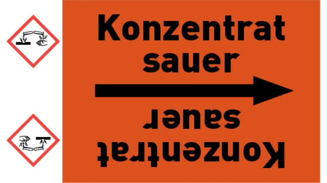 Kennzeichnungsband Konzentrat sauer orange/schwarz bis Ø 50 mm 33 m/Rolle