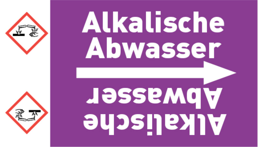 Kennzeichnungsband Alkalische Abwasser violett/weiß bis Ø 50 mm 33 m/Rolle