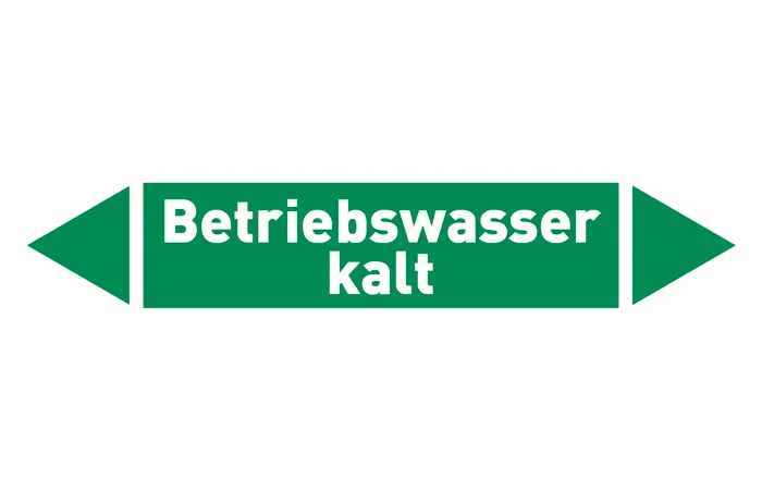 Pfeil Betriebswasser kalt grün/weiß 125x25 mm