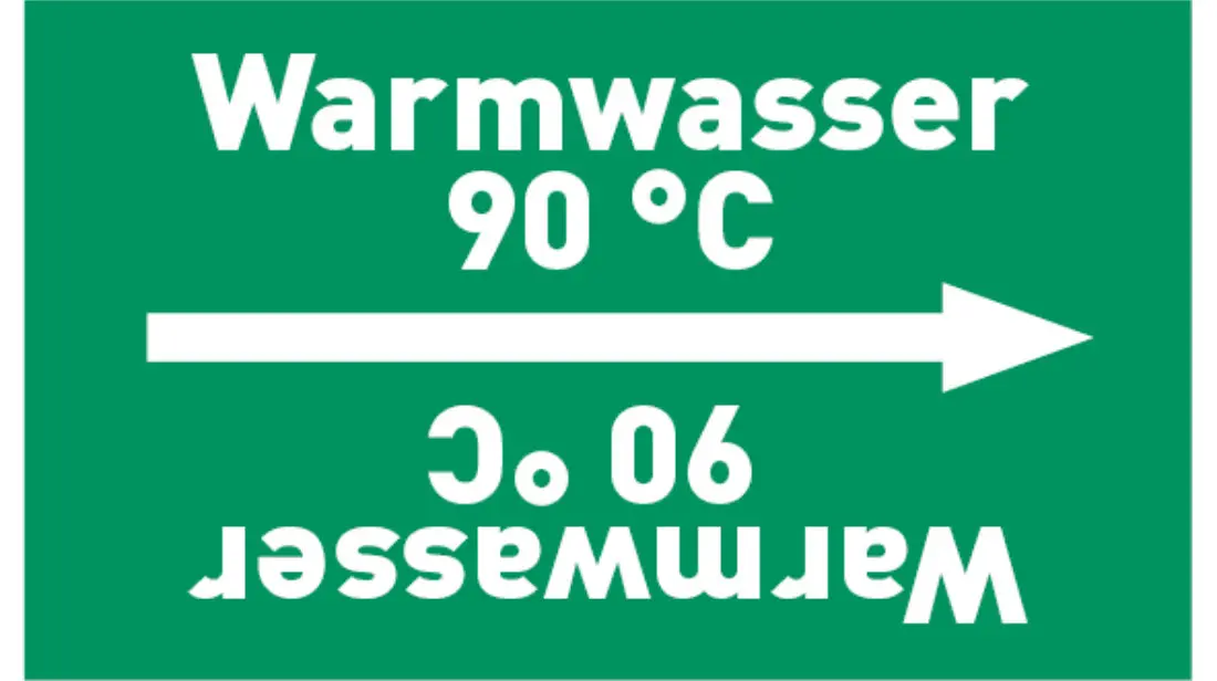 Kennzeichnungsband Warmwasser 90 °C grün/weiß bis Ø 50 mm 33 m/Rolle