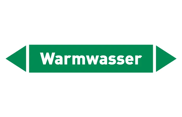 Pfeil Warmwasser grün/weiß 215x40 mm