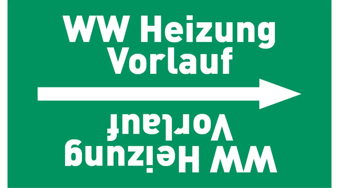 Kennzeichnungsband WW Heizung Vorlauf grün/weiß, ab Ø 50 mm 33 m/Rolle