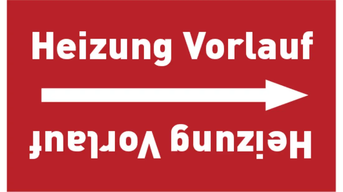 Kennzeichnungsband Heizung Vorlauf rot/weiß, bis Ø 50 mm 33 m/Rolle