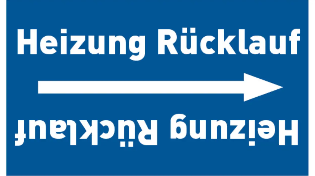 Kennzeichnungsband Heizung Rücklauf blau/weiß, bis Ø 50 mm 33 m/Rolle