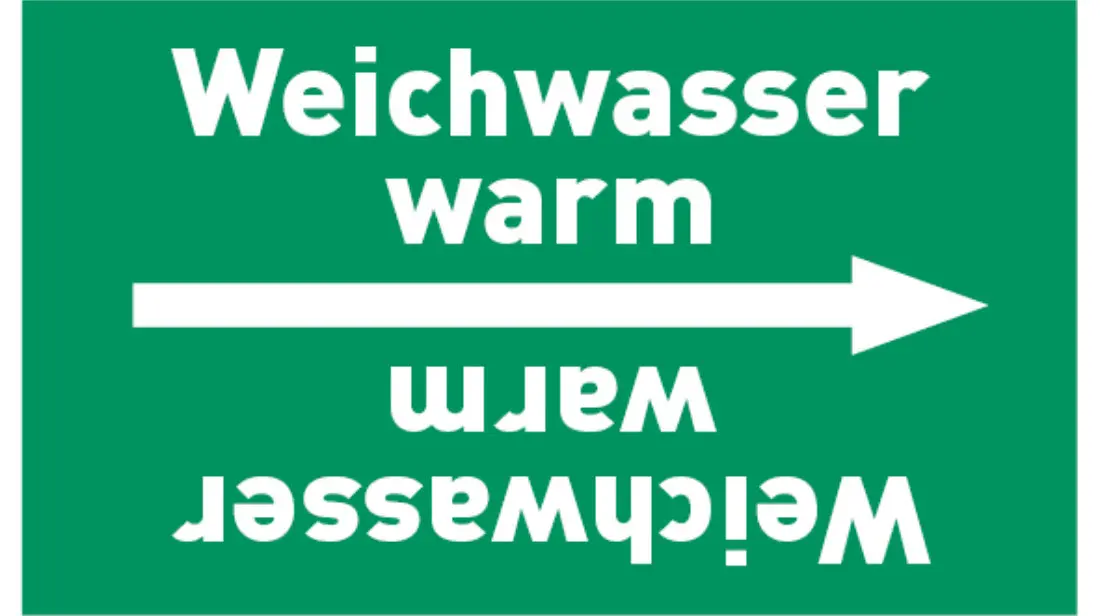 Kennzeichnungsband Weichwasser warm grün/weiß bis Ø 50 mm 33 m/Rolle