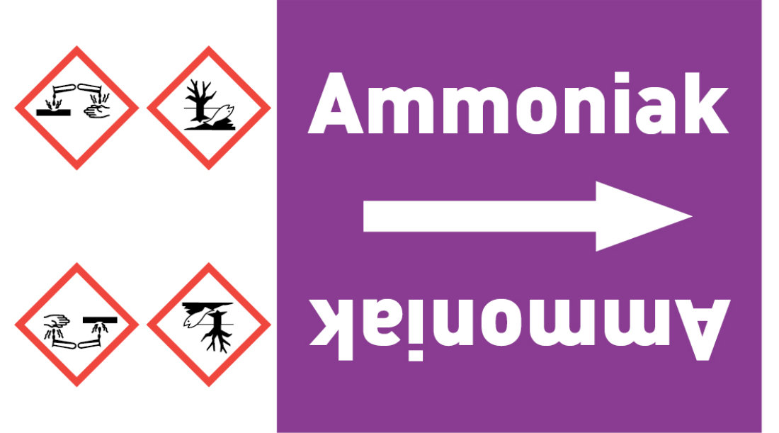 Kennzeichnungsband Ammoniak violett/weiß ab Ø 50 mm 33 m/Rolle