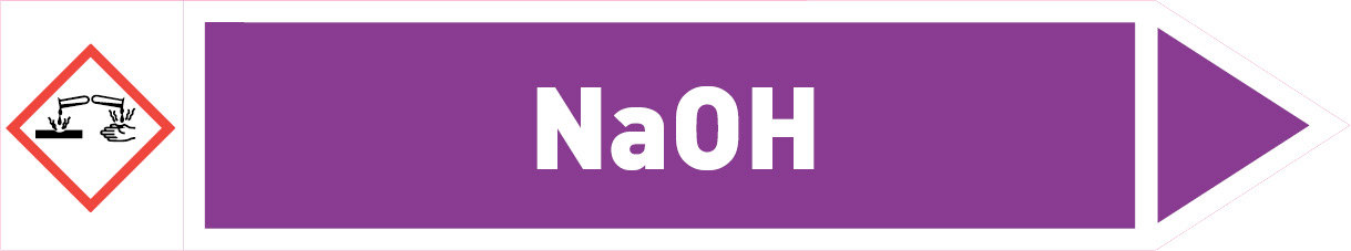 Pfeil rechts NaOH violett/weiß 215x40 mm