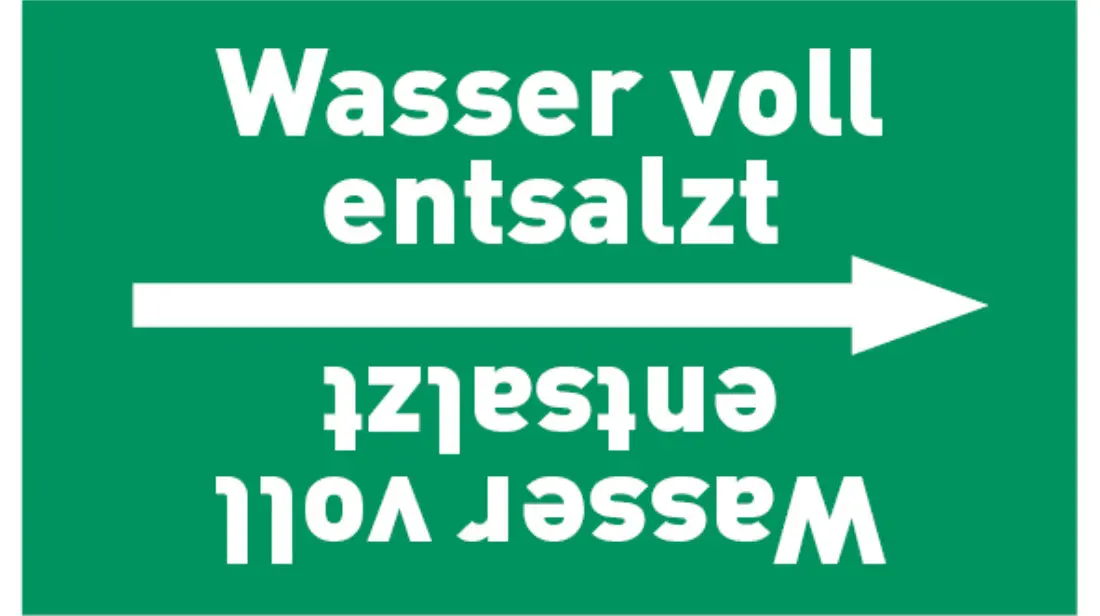 Kennzeichnungsband Wasser voll entsalzt grün/weiß bis Ø 50 mm 33 m/Rolle