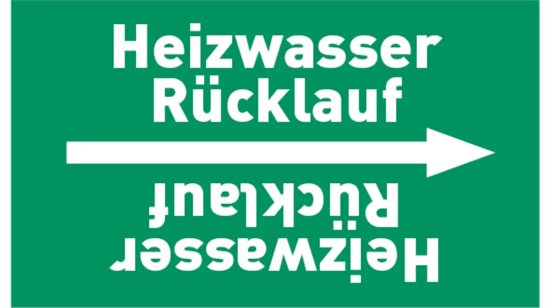 Kennzeichnungsband Heizwasser Rücklauf grün/weiß bis Ø 50 mm 33 m/Rolle